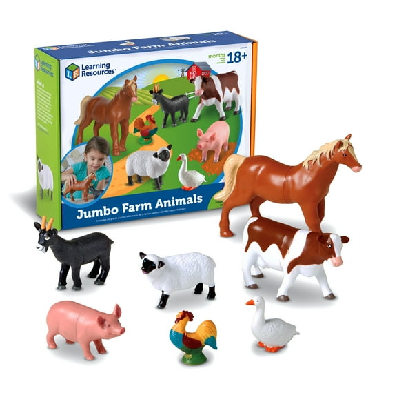Learning Resources Jumbo Farm Animals, Horse, Cow, Sheep, Chicken , Figurines, Ages 18 Months  