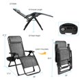 thumbnail image 4 of Costway Chaise Longue Surdimensionnée pour Patio, Fauteuil Inclinable Pliant Robuste, Gris, 4 of 8