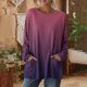thumbnail image 2 of TaTaai Women‘s Casual Round Neck Gradient Long Sleeve Blouse With Pockets Loose Fit Solid Color T Shirts Soft Polyester Daily Holiday Travel Top Gift, 2 of 7