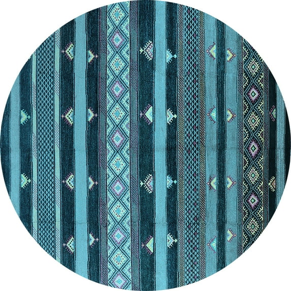 Ahgly Company Indoor Round Solid Light Blue Modern Area Rugs, 6' Round