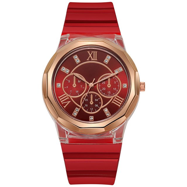 Clearance Sale Sfonq Womens Watches Watch Silicone Wristband Men's And Women's Watch Quartz Watch Mothers Day Gift for Grilfriend Red Buy 2 Save 10%