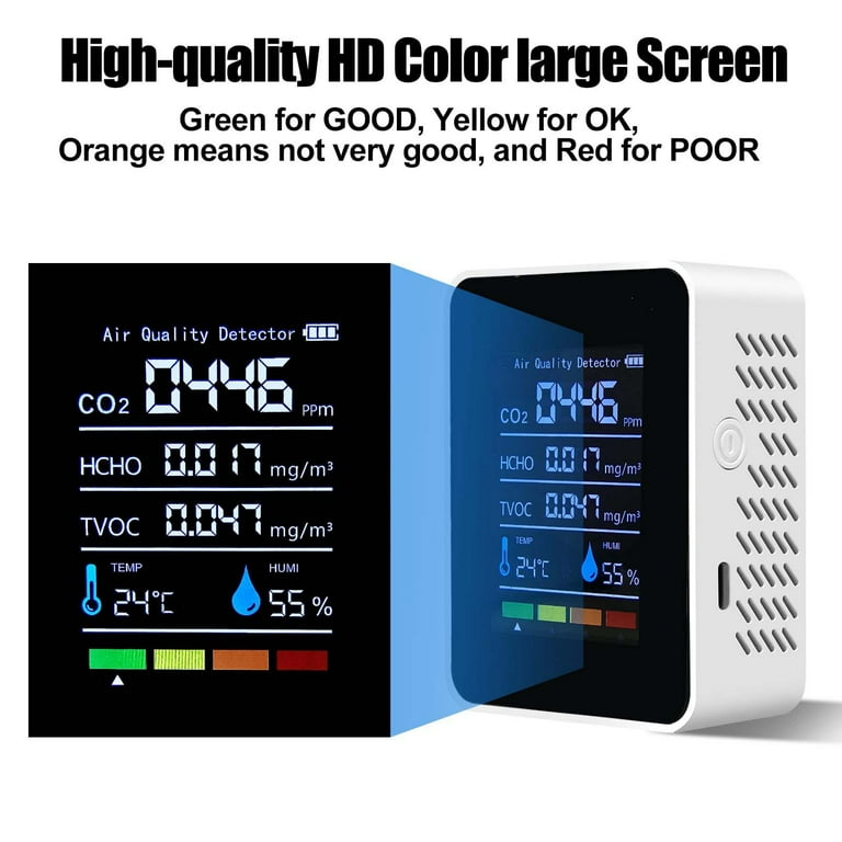 thumbnail: Neoteck 2-in-1 CO2 & TVOC Meter - Draagbare Luchtkwaliteitsdetector Met Alarm, Oplaadbaar