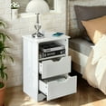 thumbnail image 3 of Ktaxon Set of 2 NightStand with Charging Station BedsideTable with 2 Storage Drawers,End Side for Bedroom,Country Style White, 3 of 11