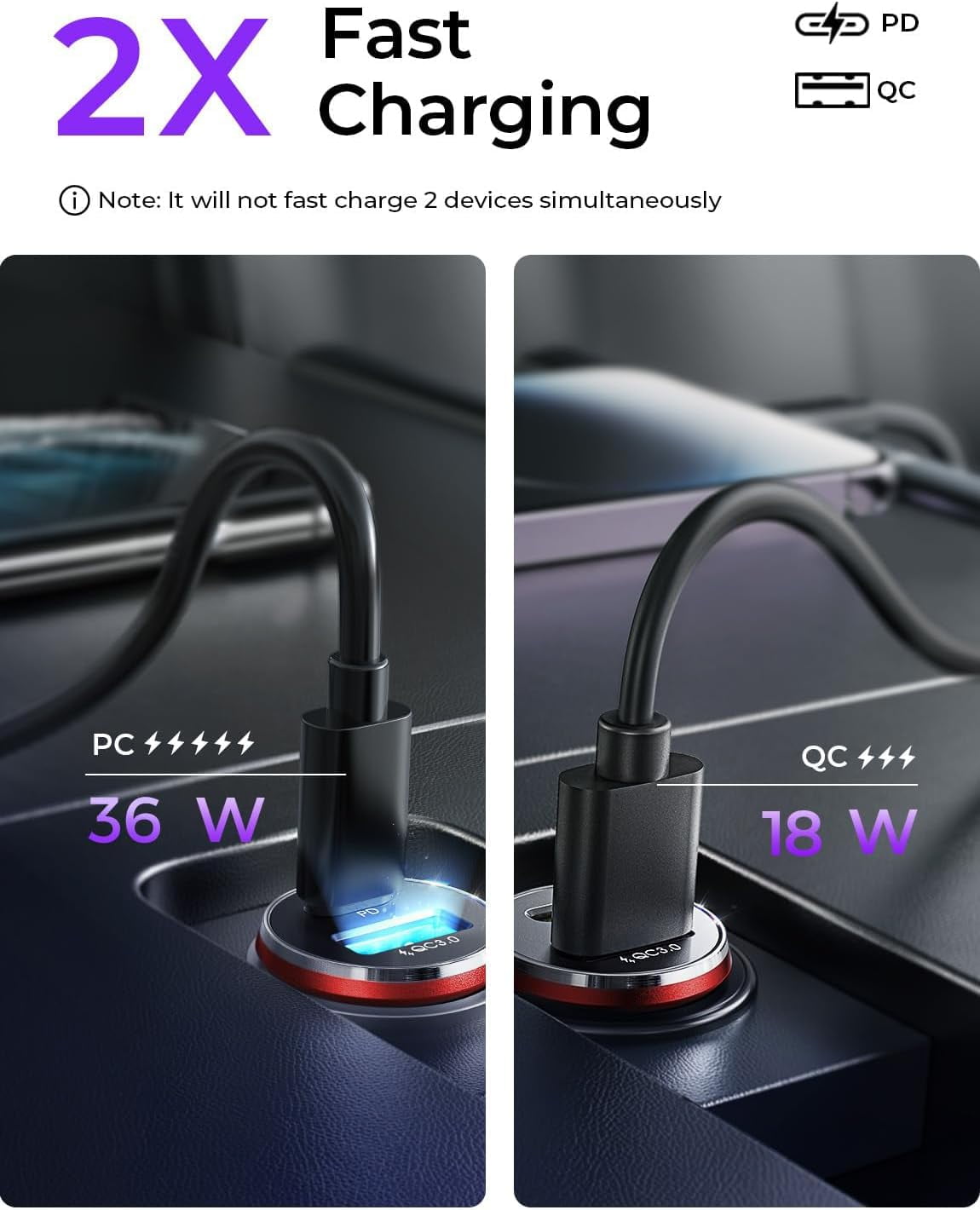 Car Charger USB C, 69W Cigarette Lighter USB Charger Adapter, Car Accessories Gifts for Men, Mini USBC Cars Fast Charging Adapter USBC Type C 12V Plug Outlet, for iPhone 17 Pro Max 16 15 14 13