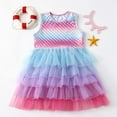 thumbnail image 2 of Toddler Girls Dresses Flutter Sleeve Summer Short Sleeve Tutu Party Wedding Birthday Dress Casual Girls Sundress Summer for 5-6 Years, 2 of 3