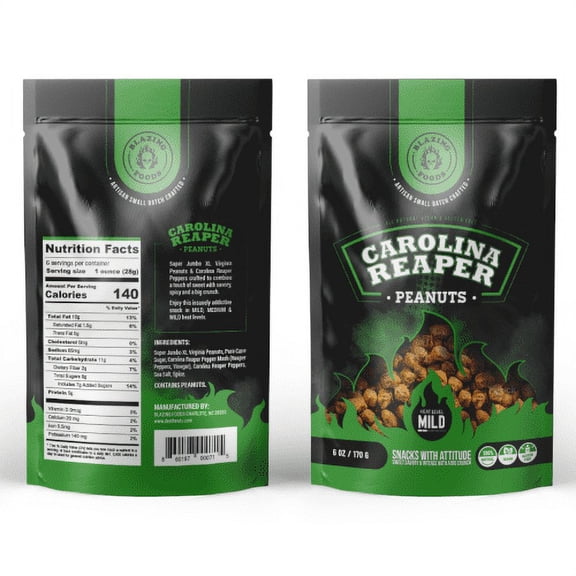 Carolina Reaper Peanuts MILD - Super Jumbo Peanuts fused with the world's hottest pepper crunchy, sweet, intense and insanely addictive - A Perfect gift for spicy food and hot snack lovers (MILD)