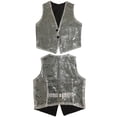 thumbnail image 2 of GiLiling Girls Sparkly Sleeveless Jackets Open Front Ribbed Dance Dress Vest with Pockets Kids Trendy Performance (Silver, 5-6 Years), 2 of 3
