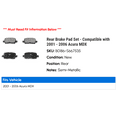 thumbnail image 2 of Rear Brake Pad Set - Compatible with 2001 - 2006 Acura MDX 2002 2003 2004 2005, 2 of 2