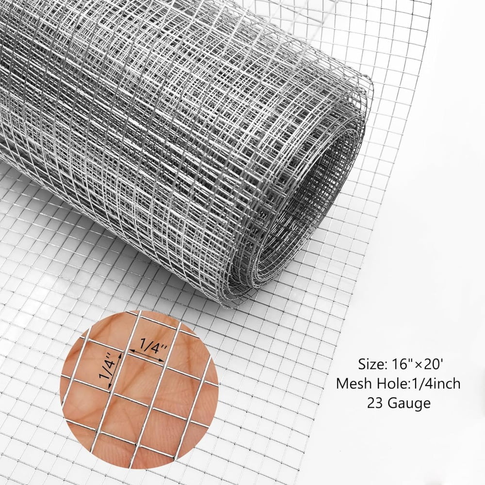LYFJXX Galvanized Wire Mesh Roll with 1/4'' Cloth, Sliver, 8 x 20'