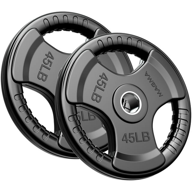 MAGMA Virgin Rubber 2-Inch Cast Iron Olympic Grip Plates, for Strength Training, Weightlifting, Muscle Toning, Weight Loss & Crossfit