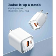 20W PD/QC Fast Charger with USB-C and USB-A Ports, Smart Chip, Turbo Power, 100cm Cable Included
