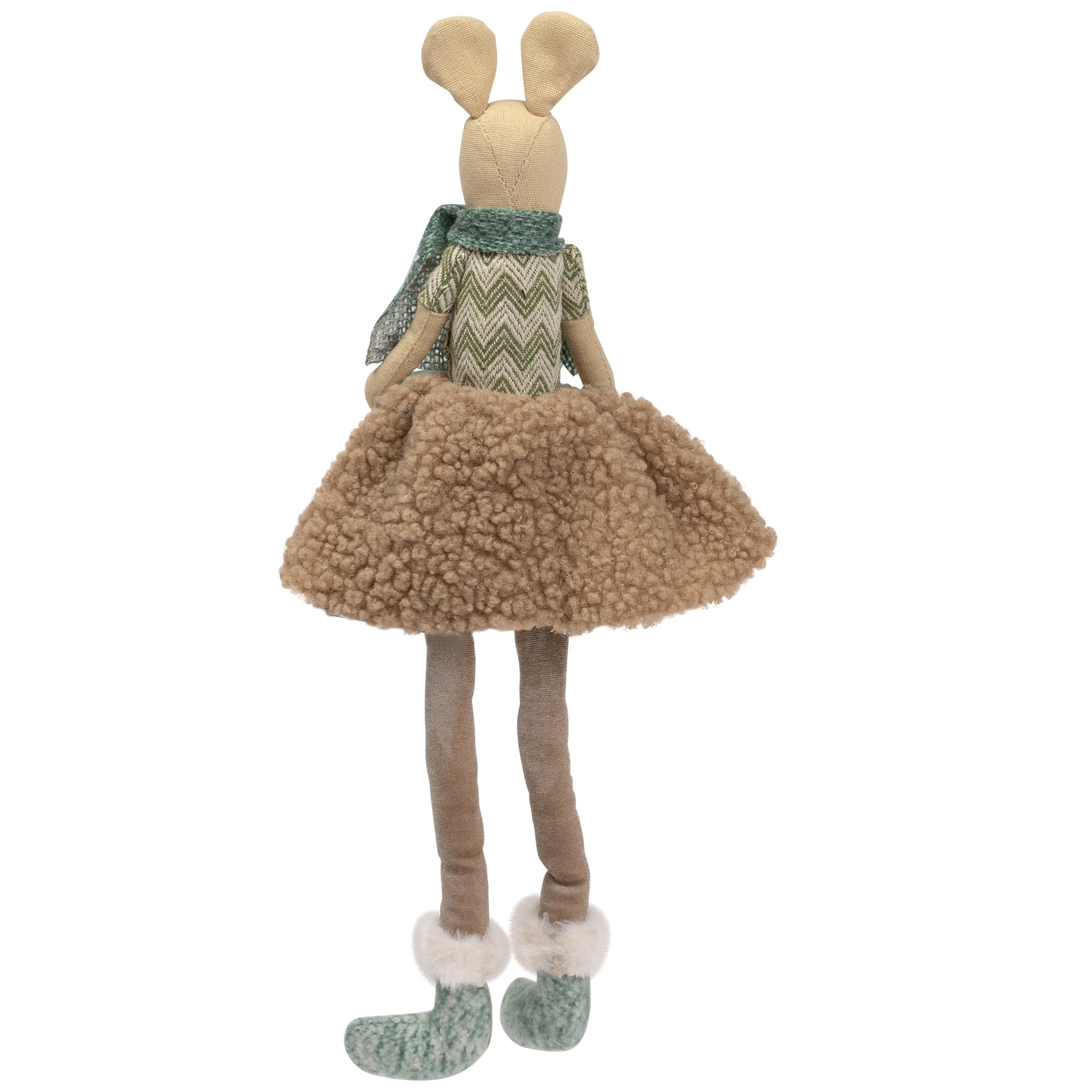 Northlight Sitting Girl Mouse in Plush Dress with Dangling Legs Christmas Figure - 18"