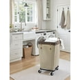 thumbnail image 4 of StorageWorks 160L Laundry Basket with Wheels, Large Rolling Hampers for Clothing Organizer, Dirty Clothes Basket for Hotel, Home, Closet, Dorm, Light Khaki, 4 of 8