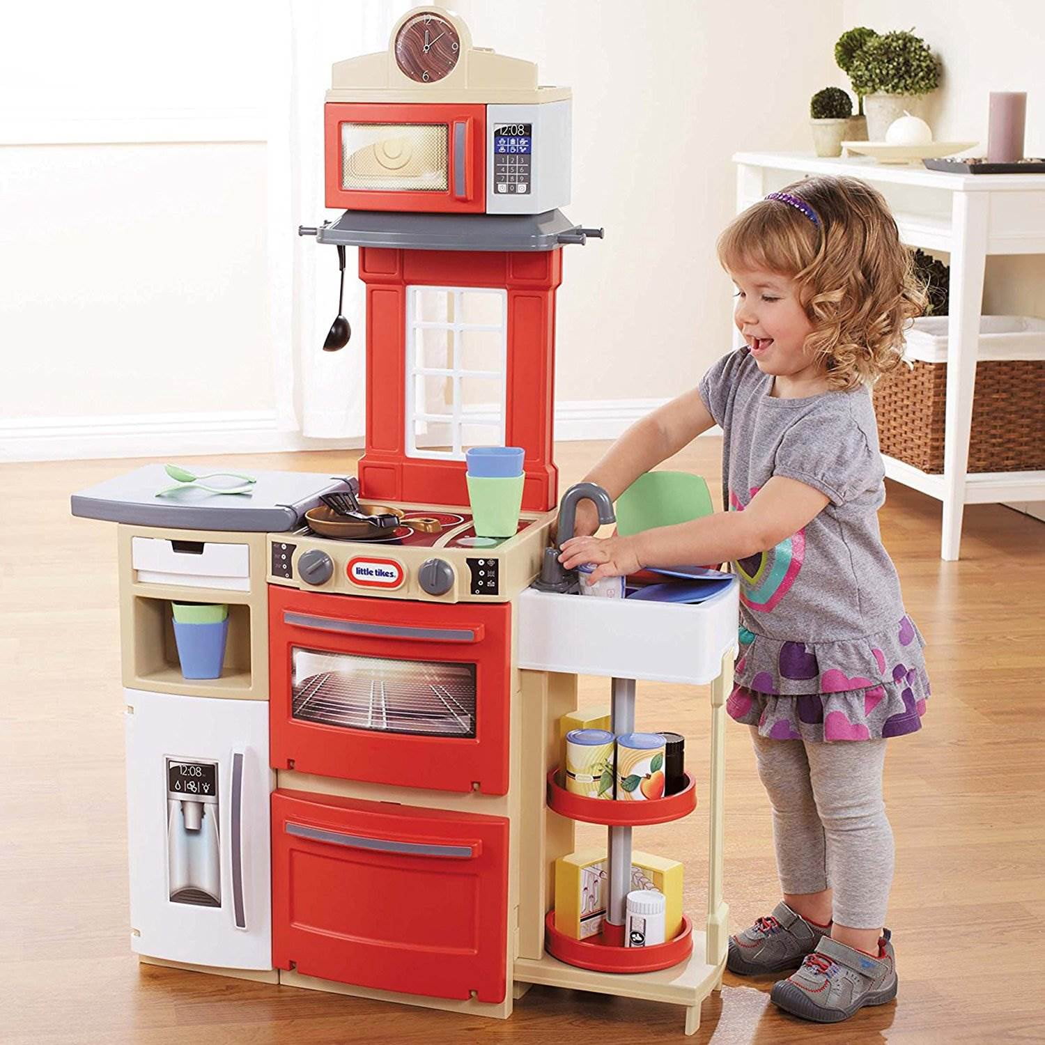 Little Tikes Cuisine 'n Magasin Faire Jouer Ensemble de Jouets de Cuisine pour les Enfants, Rouge
