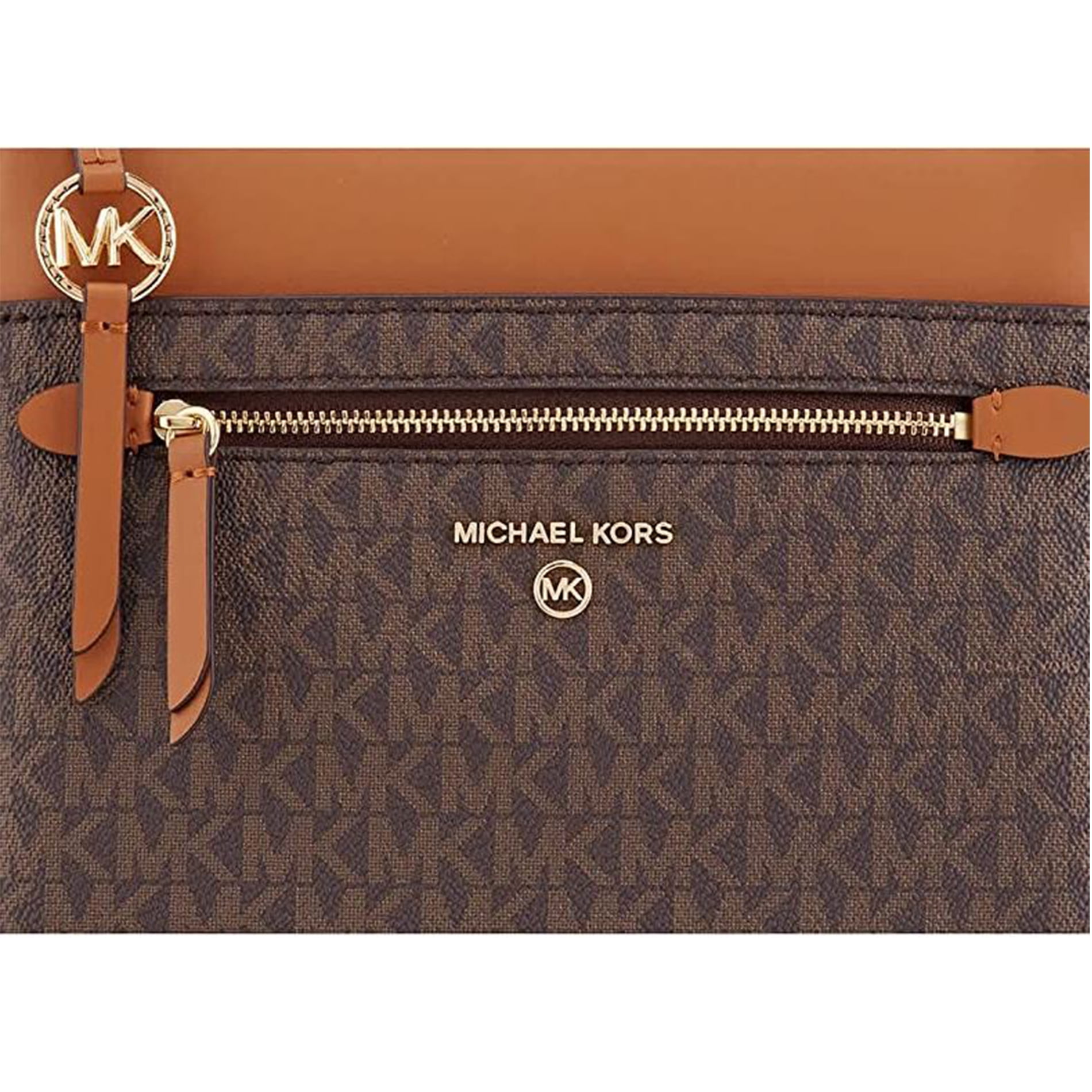 Michael Kors Sandrine Stud Signature Small Crossbody handbag in  Vanilla/Acorn - Fashion and Beauty