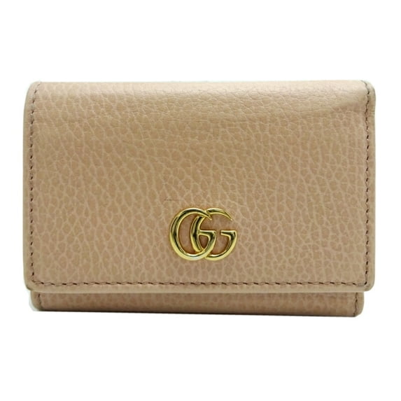 Pre-Owned Gucci GG Marmont Compact Wallet Women's Tri-fold 644407 Leather Pink (Good)