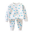 thumbnail image 7 of FSYBOA Girls Cotton Outfit Set, Soft Casual 2 Piece Crew Neck Tops and Pants Blue Size 2-3T, 7 of 7