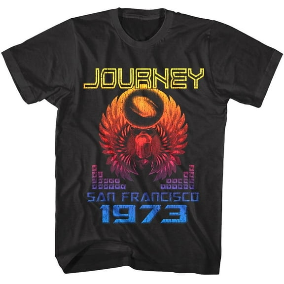 Journey San Francisco 1973 Tour Men's T Shirt (Black, AdultL)