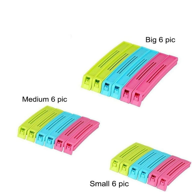 18 Pcs 3 Different Size Plastic Food Snack Bag Pouch Clip Sealer