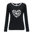 thumbnail image 4 of DDAPJ pyju Dog Lover Gifts for Women Dog Paw Love Heart Print T-Shirt Dog Mom Graphic Tees Loose Casual Long Sleeve Crewneck Pullover Tops Black XXL, 4 of 4