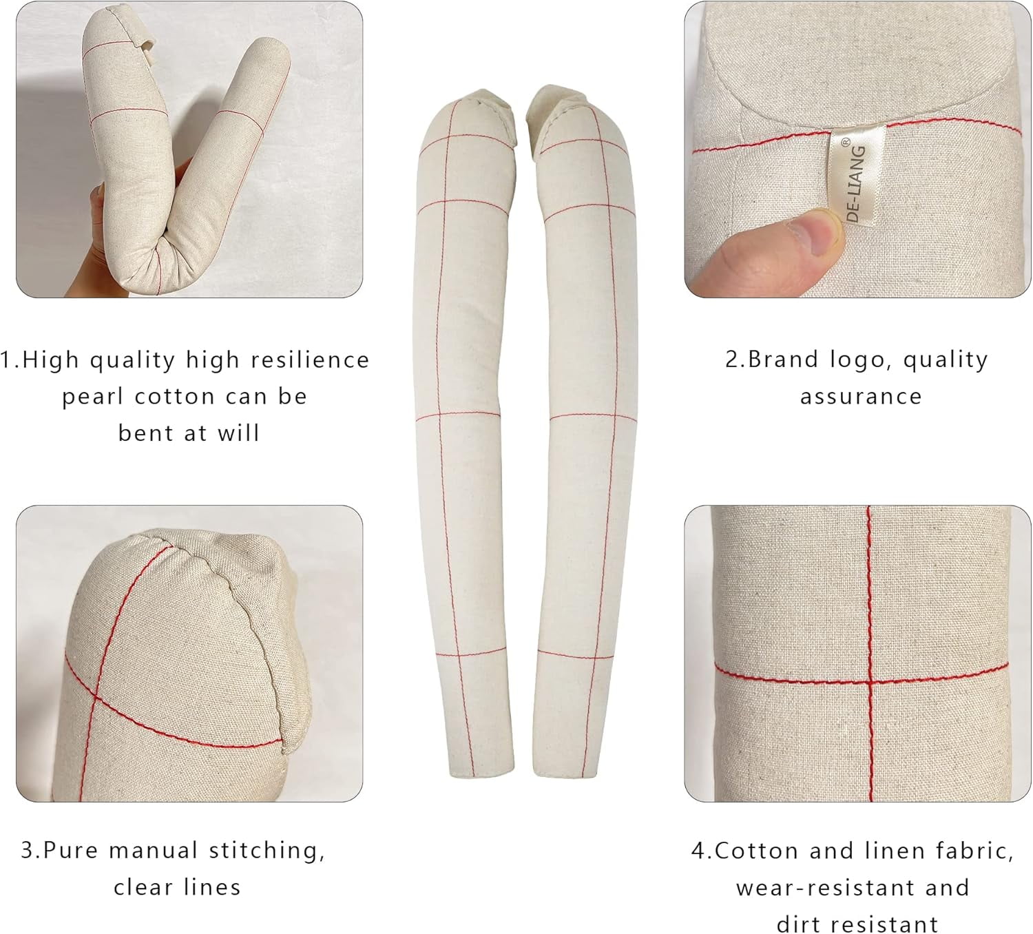 DE-LIANG 1:1 Adult Female Dress form's Soft arms for Sewing, Fully pinnable Tailor Mannequin Dressmaker dummy's Cotton Draping arms,arms for Pattern Making, Adult Full Size