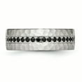 thumbnail image 4 of Bague Martelée CZ Noire Brossée et Polie en Acier Inoxydable 8 Dimensions, 4 of 7