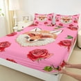 thumbnail image 3 of Feelyou Kawaii Fox Animal Bed Sheets, Fashion Red Rose Floral King Sheets, Teens Kids Boys Girls Sheet Set, Ultra Soft Bedroom Decor, 4-Piece, 3 of 7