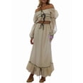 thumbnail image 2 of Women'S Skirt Sets 2 Piece Outfits Contrast Trim Ruffle Hem Tops and Maxi Skirt Set XL, 2 of 9