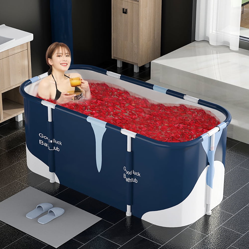 Portable Bath Tub Foldable Bathtub with Lid,Thicken Soaking Bath Tub,for Indoor Adult Shower Relaxation,Long-term Heat Preservation Suitable for Adults D A