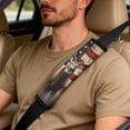 thumbnail image 5 of Xixirimido Car Seat Covers for Front Seats 5Pcs Car Accessories with Seat Belt Covers & Center Console Cover Universal Fit for SUVs,Vans,Trucks,Sedans, Hunting Elk US Flag, 5 of 8