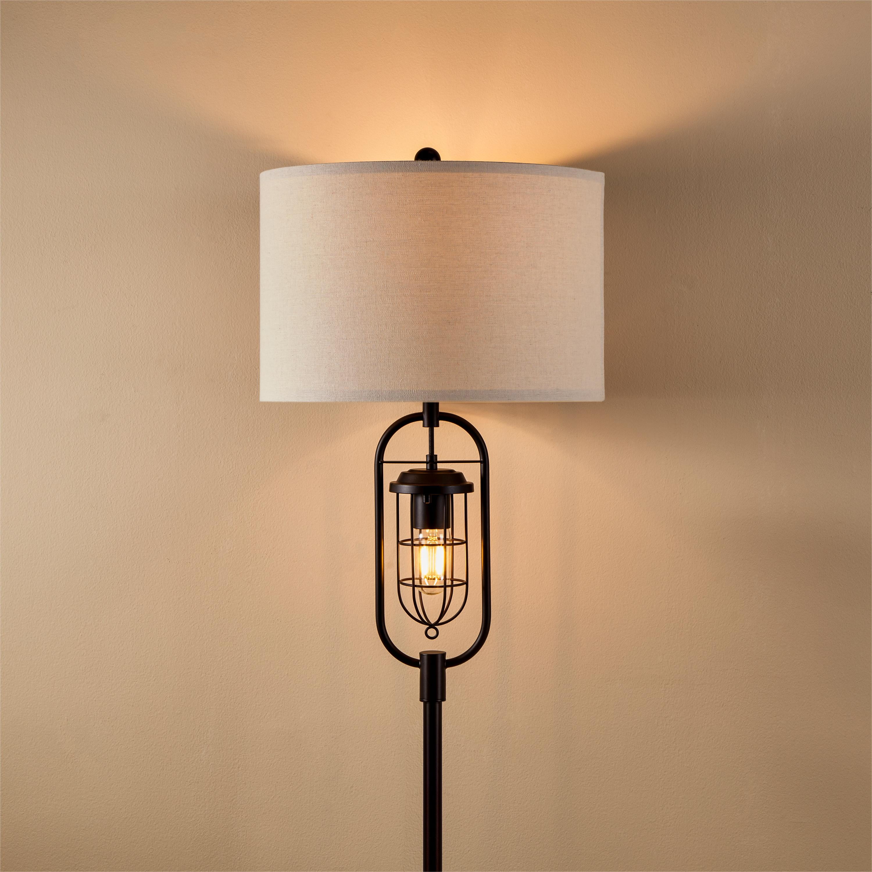 KAWOTI Industrial Floor Lamp with Night Light, 62.5'' Standing Farmhouse Floor Lamps for Bedroom for Living Room Oil Rubbed Bronze Finish