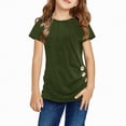 thumbnail image 2 of Kaprioy Girls T Shirts Knot Tunic Button Short Sleeve Tshirt Casual Tops Front Blouse Tee Kids Girls Tops Shirts, 2 of 6