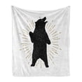 thumbnail image 1 of Bear Soft Flannel Fleece Blanket, Sketch of Tribal with Roaring Grizzly Bear and Sunburst Vintage Wildlife, Cozy Plush for Indoor and Outdoor Use, 50" x 70", Charcoal Grey and Brown, by Ambesonne, 1 of 6
