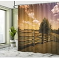 thumbnail image 5 of Ambesonne Nature Scene Shower Curtain, Rural Meadow Fence Sky, 69"Wx75"L, Mauve Taupe Amber, 5 of 5