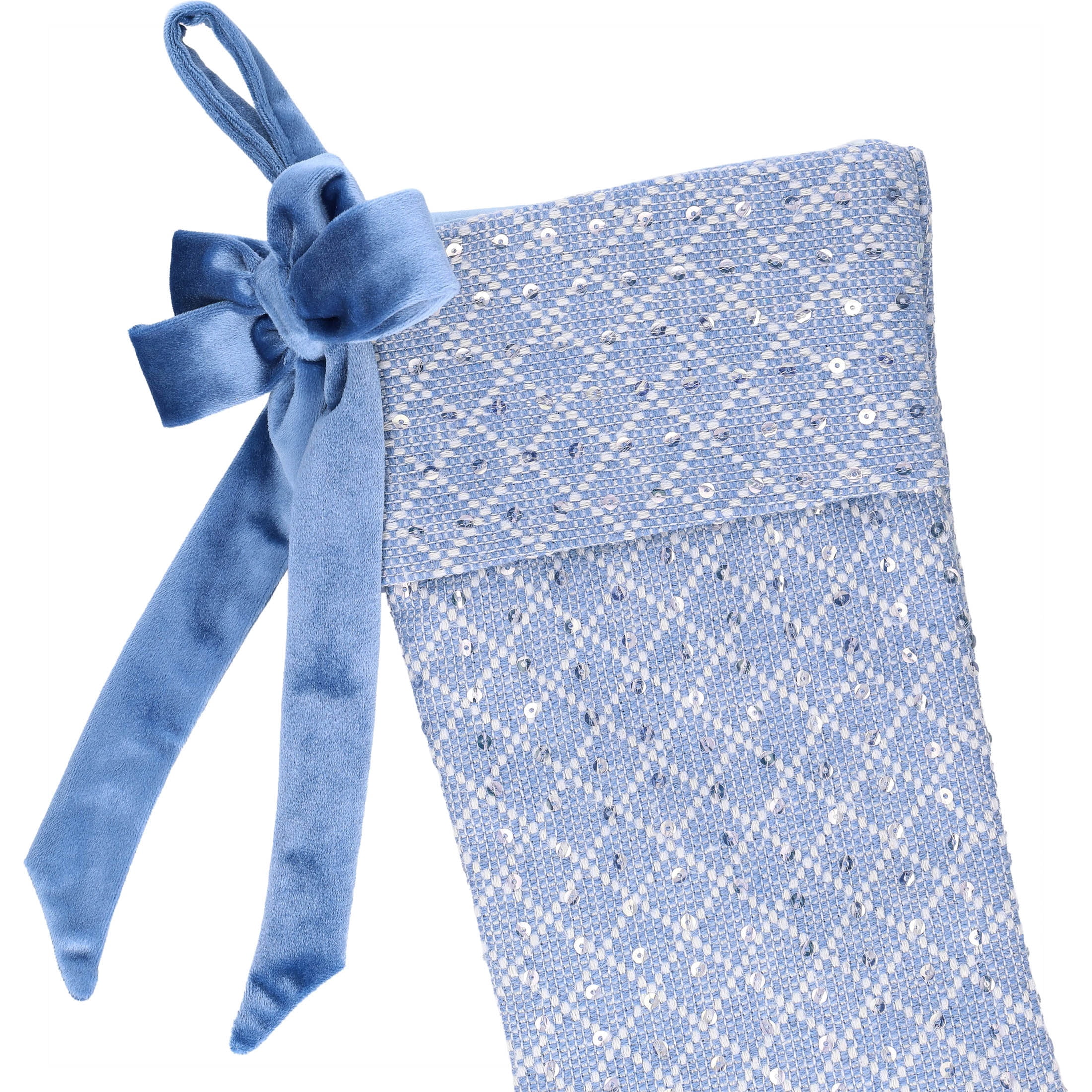 Sequin Christmas Stocking, Blue, 18", by Holiday Time