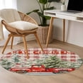 thumbnail image 4 of Round Rugs 4Ft, Red Christmas Round Area Rug Washable Indoor Throw Carpet, Red Truck Xmas Tree Snowflake Soft Non Slip Circle Rug for Kitchen Nursery Room Home Decor Aesthetic, 4 of 8
