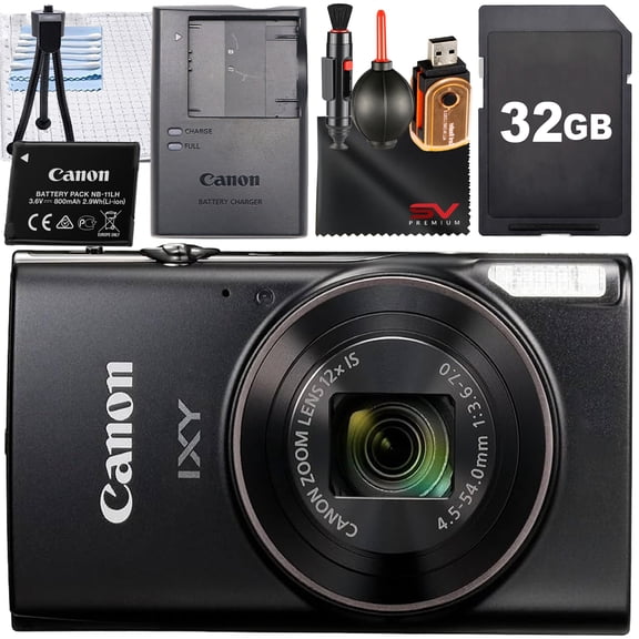 Canon PowerShot IXY650 HS Digital Camera (Black) with SanDisk 32GB Memory Card   Cleaning Pen   SV Premium Accessory Bundle (International Version)