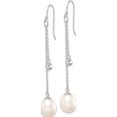 thumbnail image 2 of Sterling Silver Rhodium-Plated 9-10mm Rice Fwc Pearl Cz Dangle Earrings Made In China qe15396, 2 of 5