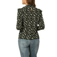 thumbnail image 3 of Allegra K Women's Side Bow Tie Neck Long Sleeve Floral Ruffled Blouse, 3 of 6
