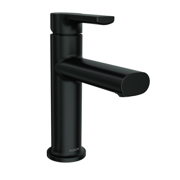 Moen Meena Matte Black One-Handle Single Hole Modern Bathroom Sink Faucet with Optional Deckplate and Drain Assembly