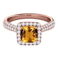 thumbnail image 2 of Mauli Jewels Engagement Rings for Women 0.95 Carat Diamond And Cushion Cut Citrine Ring 4-prong 10K Rose Gold, 2 of 7