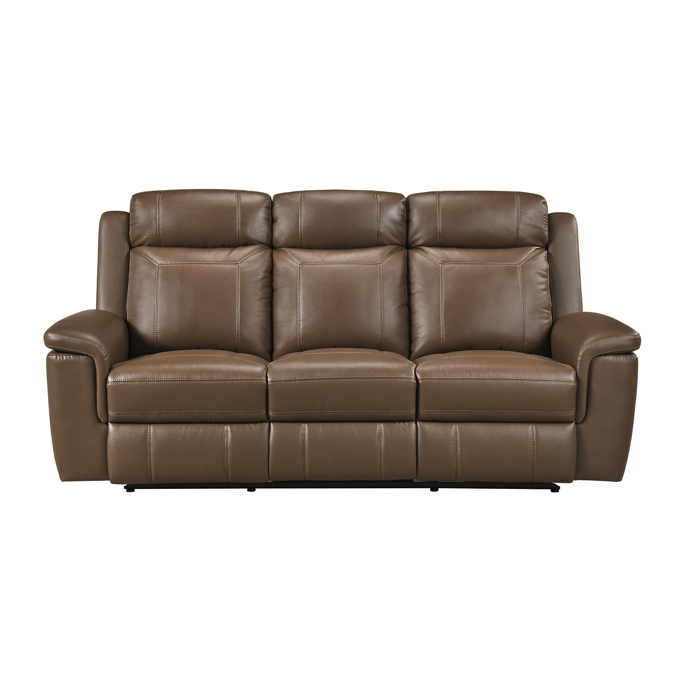 OakvillePark Livaro Leather Match Manual Double Reclining Sofa, Camel