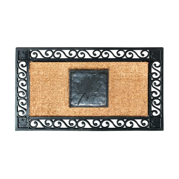 A1HC Natural Coir and Rubber Door Mat, 38x23, Thick Durable Doormats for Indoor Outdoor Entrance, Heavy Duty, Low Profile Door Mat, Easy to Clean, Long Lasting, Front Porch Entry Rug, Black Finish