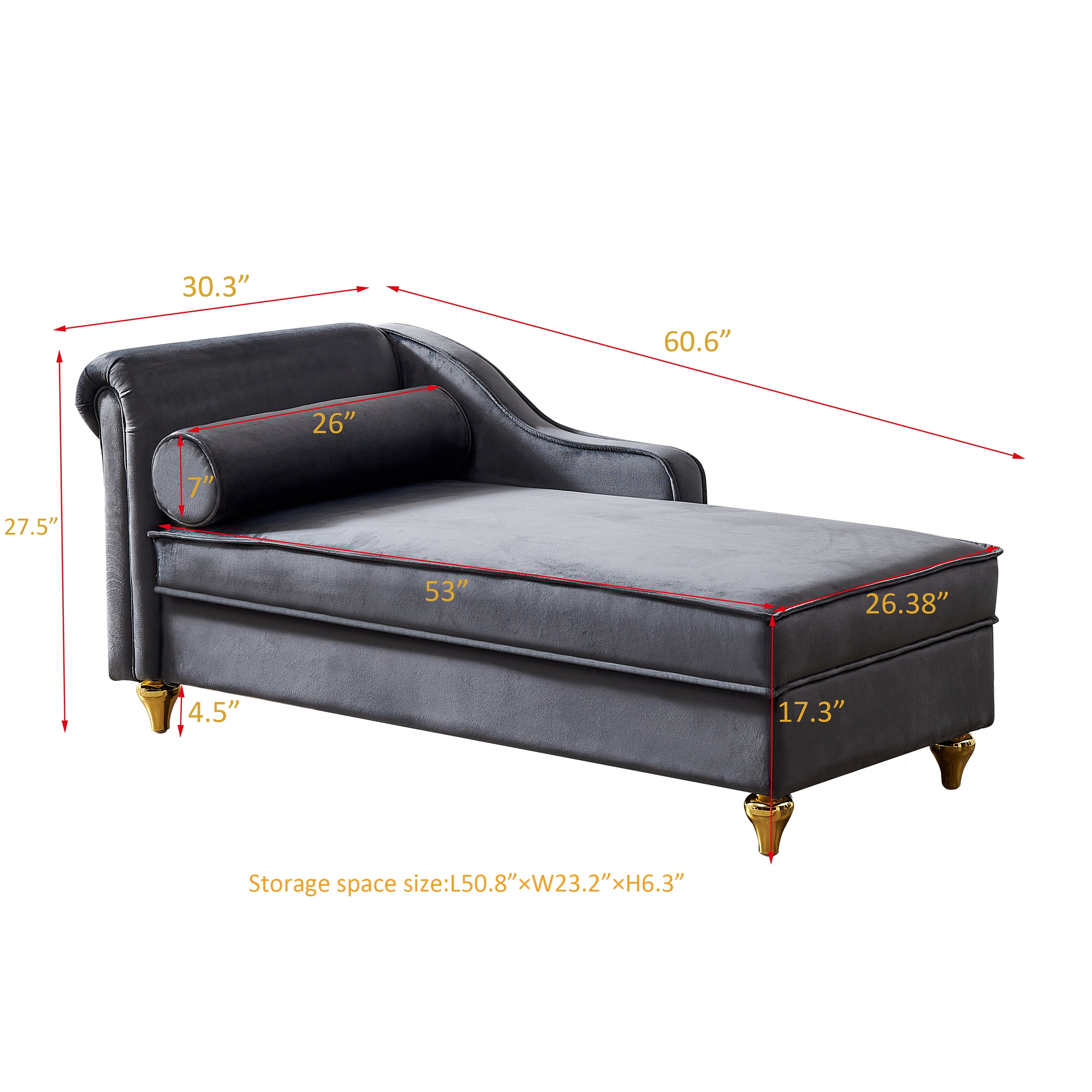 DEALTOPS Futon Sofa Chair with Storage Lounge Couch Modern Upholstered Sofa Recliner Lounge Chair for Living Room- Gray