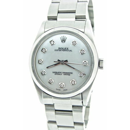 Pre-Owned Mens Rolex Stainless Steel Oyster Perpetual White MOP Diamond 1002 (SKU