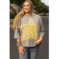 thumbnail image 6 of Redhotype Elegant Grey Floral Patches Top, 3/4 Sleeve, Size Flex!, 6 of 8