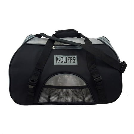 K-Cliffs Soft Sided Pet Comfort Carrier Travel Tote Bag Kennel with Fleece Bed Small to Medium Size Black