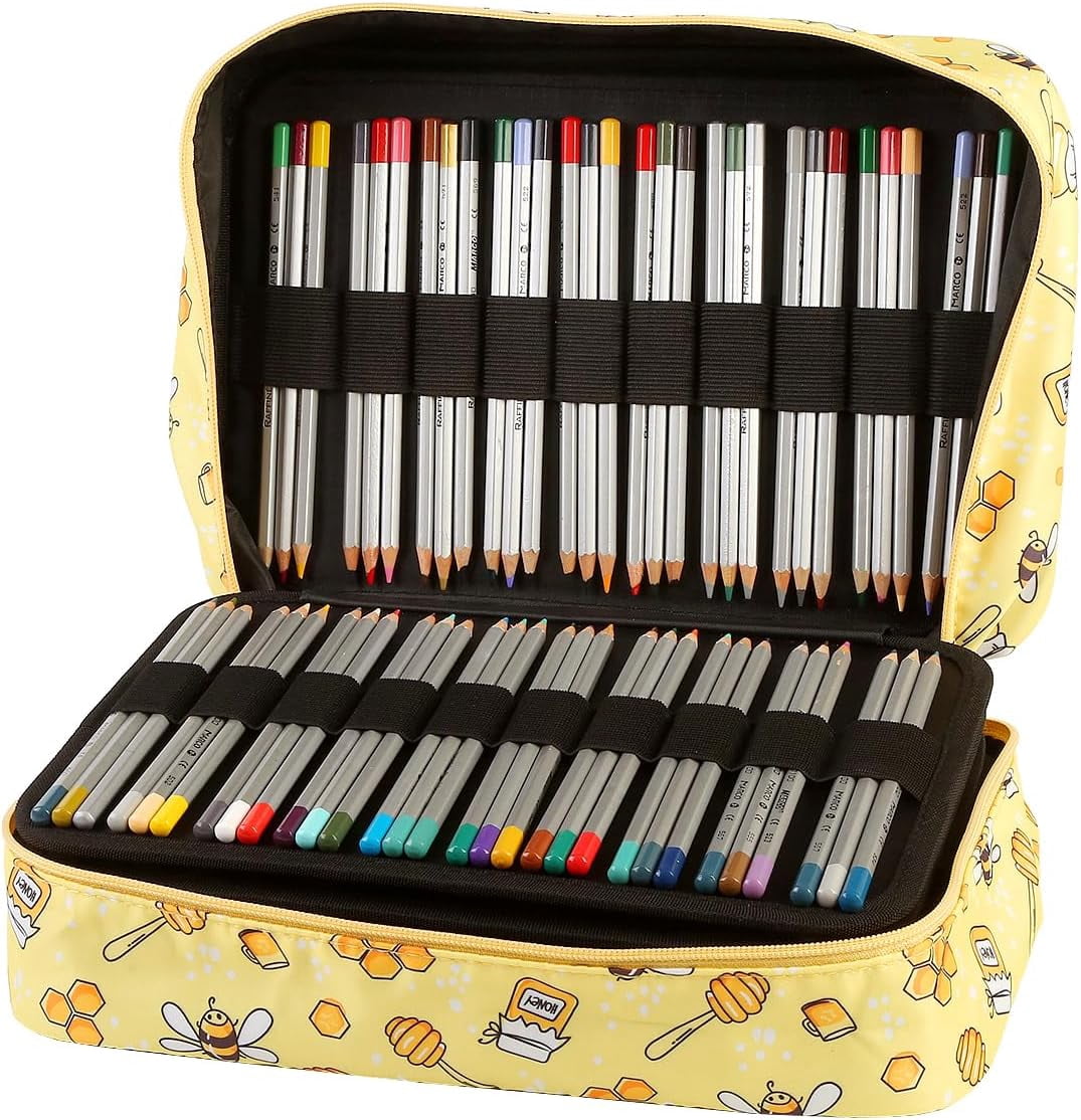 Large Capacity 140 Slots Pencil Case Holds 420 Pencils or 280 Pens, Portable Multilayer Holder for Watercolor Pencils & Gel Markers