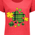 thumbnail image 4 of Inktastic St. Patrick's Day Plaid Green and Yellow Shamrocks Women's Plus Size T-Shirt, 4 of 5