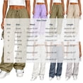 thumbnail image 3 of Womens Baggy Parachute High Waist Cargo Pants Multi Pocket, Elastic Waist, Adjustable Hem, Lightweight, Hiking Trousers, for Streetwear Travel Running,Outdoor, 3 of 6